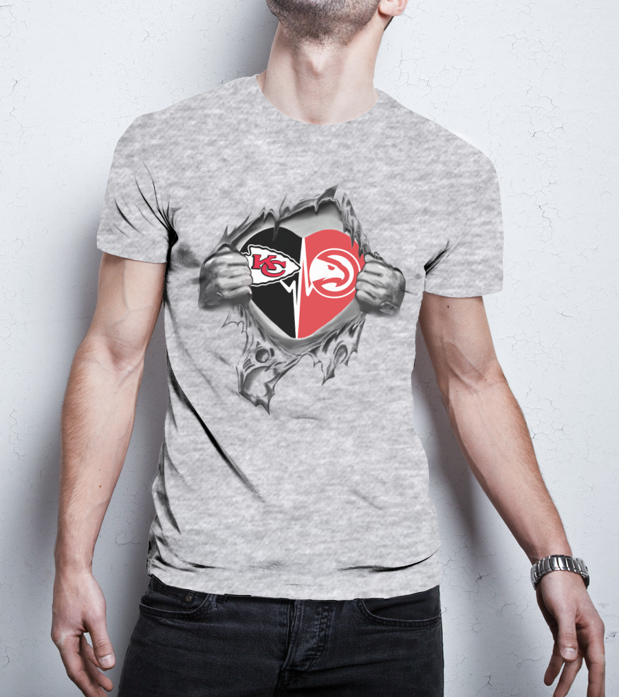 Chiefs Atlanta Hawks Heart Logo Combination T-Shirt