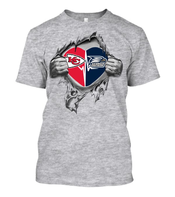 Chiefs Georgia Southern Heart Torn Reveal T-Shirt