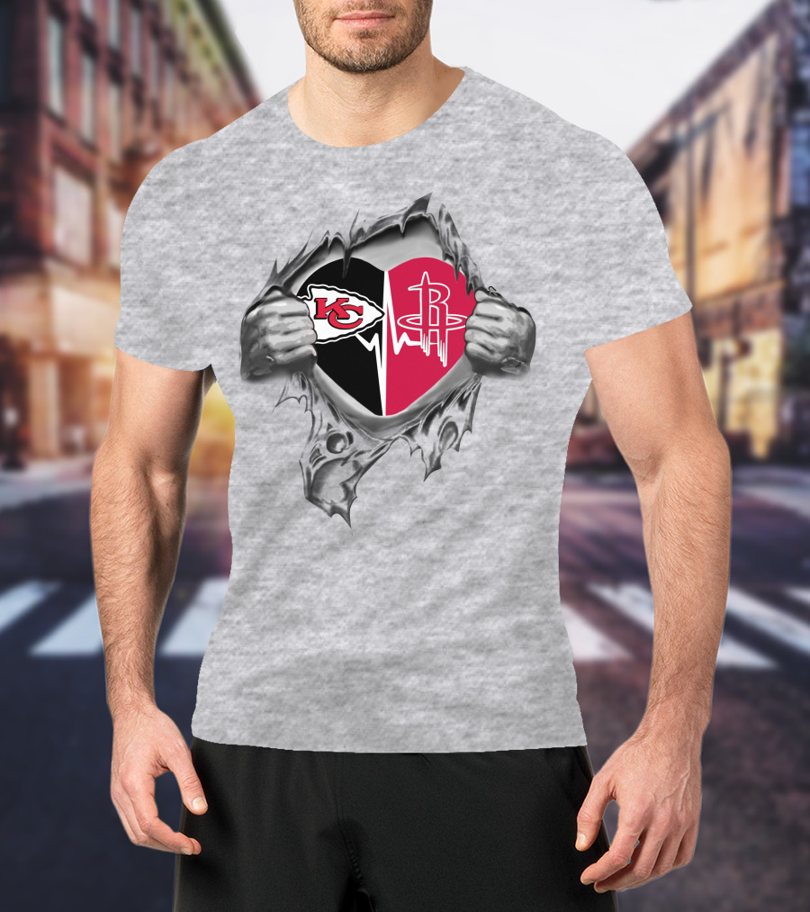 Chiefs Houston Rockets Heartbeat Dual Loyalty T-Shirt