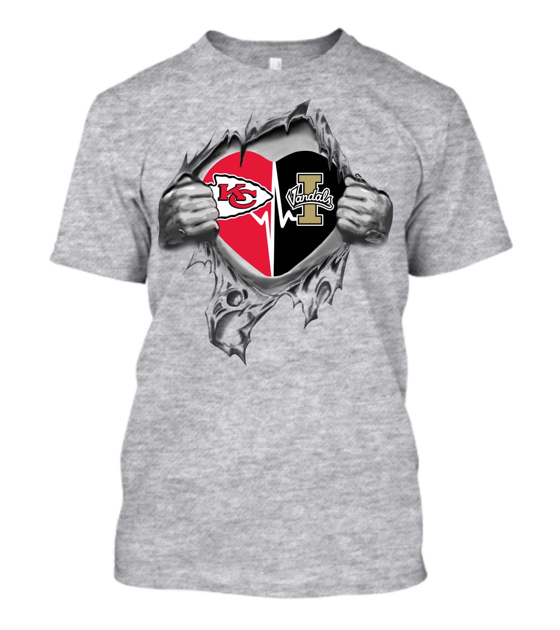 Kansas City Chiefs Idaho Vandals Heart T-Shirt