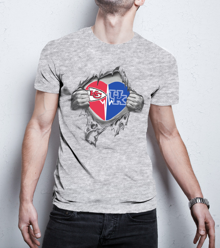 Kansas City Chiefs Kentucky Wildcats Heart Split T-Shirt