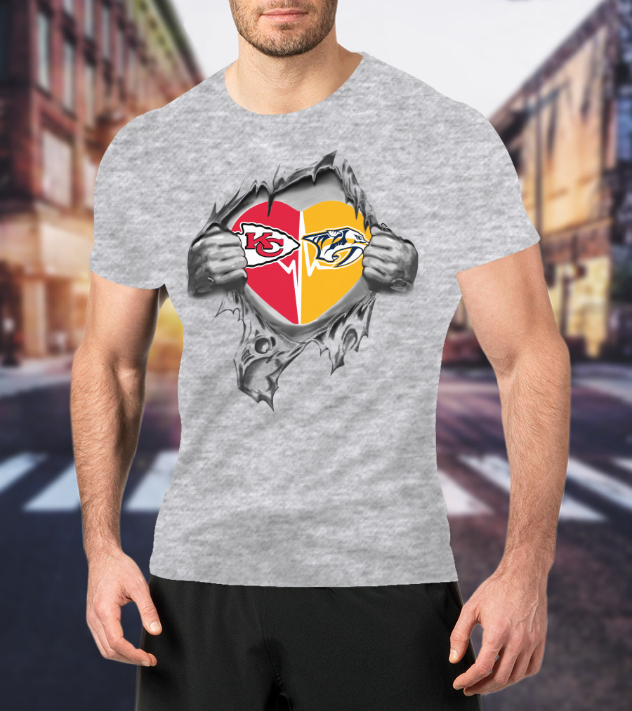 Chiefs Nashville Predators Heart T-Shirt