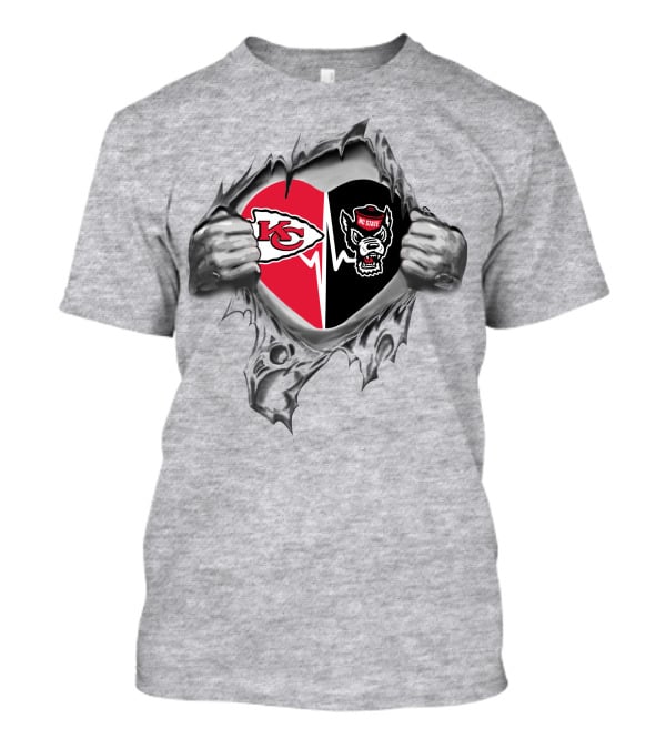 Chiefs Nc State Wolfpack Heart Sports Loyalty Fusion T-Shirt