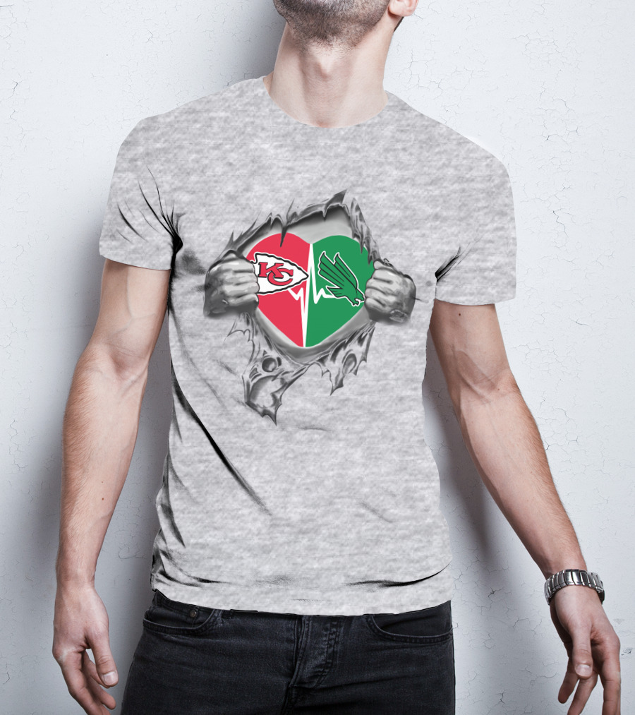 Chiefs Heart North Texas Mean Green Duo Loyalty Symbol T-Shirt