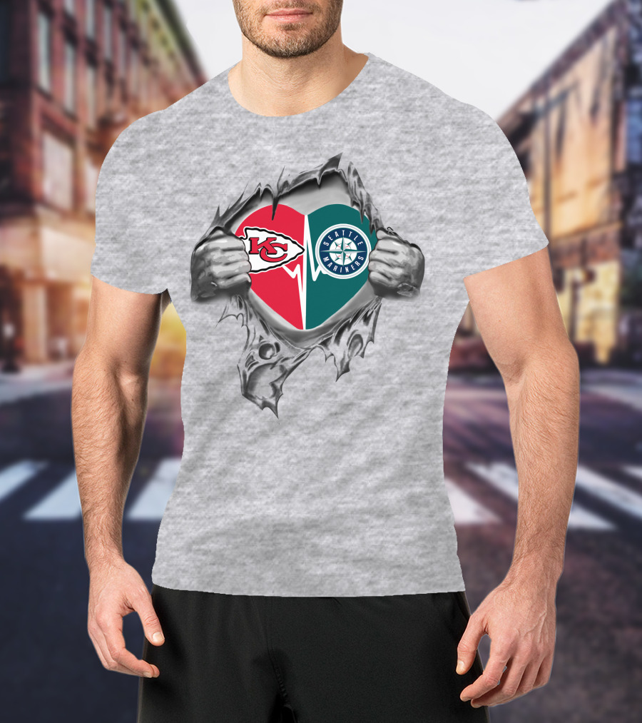 Chiefs Seattle Mariners Heart Torn Open T-Shirt