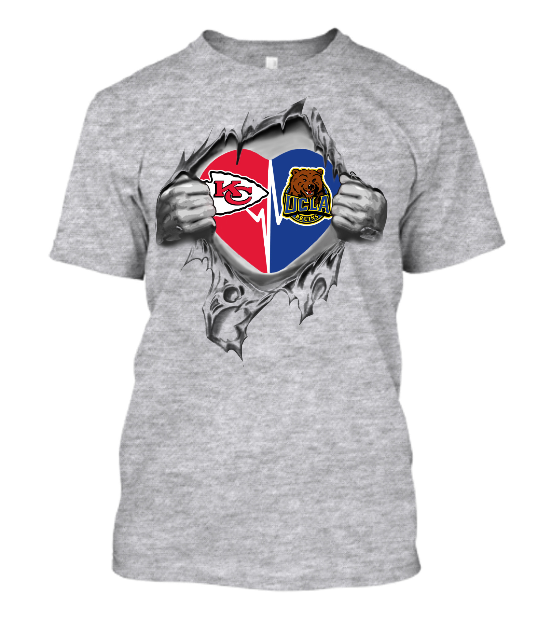 Chiefs Ucla Bruins Heart Logo Ripped T-Shirt