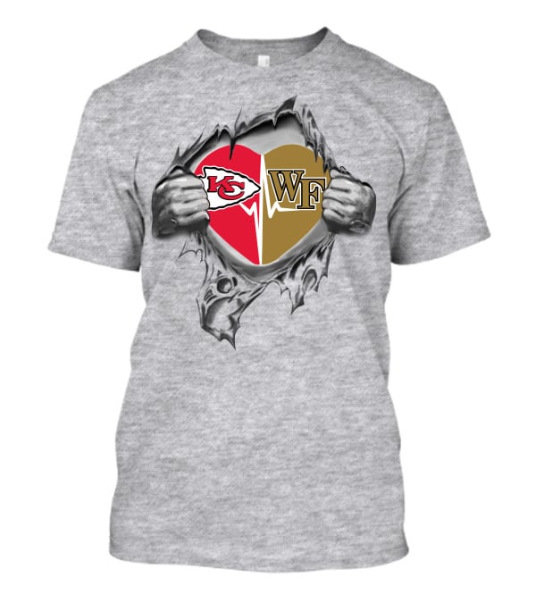 Chiefs Wake Forest Heart Logo Football Fan Pride T-Shirt