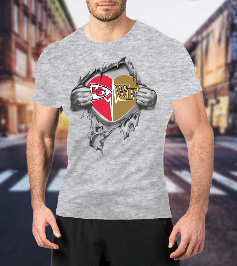 Chiefs Wake Forest Heart Logo Football Fan Pride T-Shirt