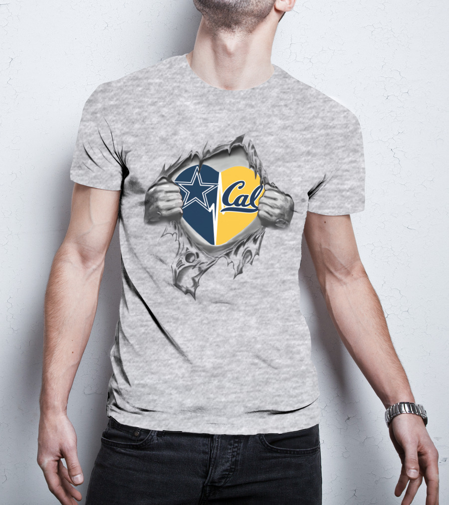 Cowboys And California Golden Bears Heart T-Shirt