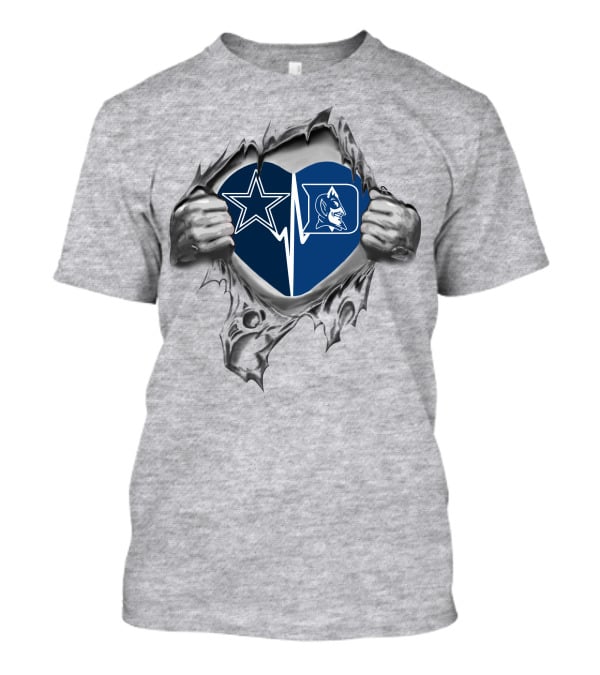 Cowboys Duke Heartbeat Star And Blue Devil Heart T-Shirt