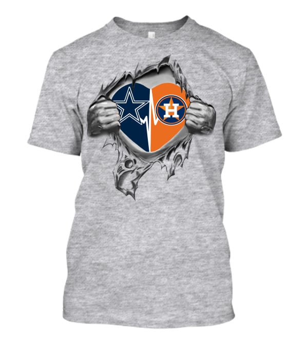 Cowboys Astros Heartbeat Loyalty Dallas Houston Sports Passion T-Shirt