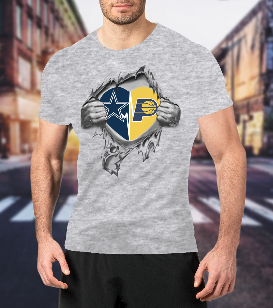 Cowboys Indiana Pacers Heart Logo Fusion T-Shirt