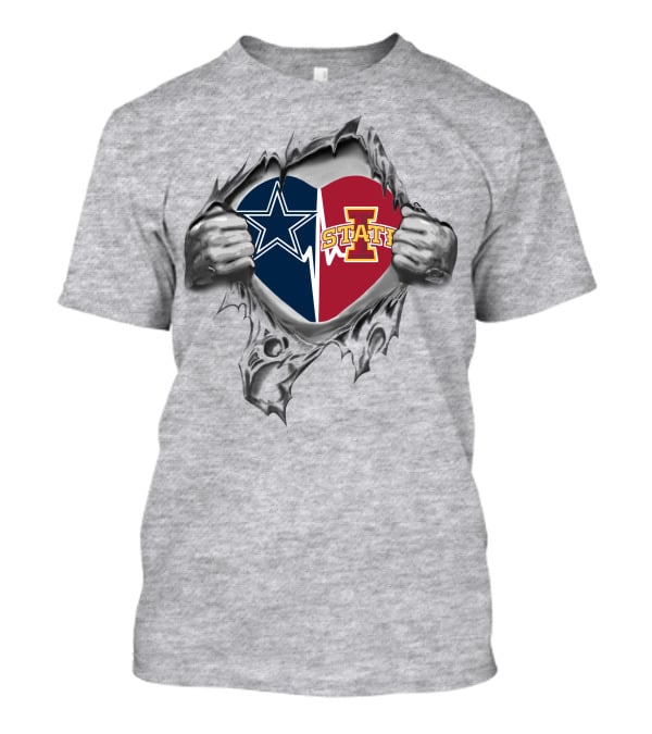 Cowboys Iowa State Cyclones Heart Inside Hands T-Shirt