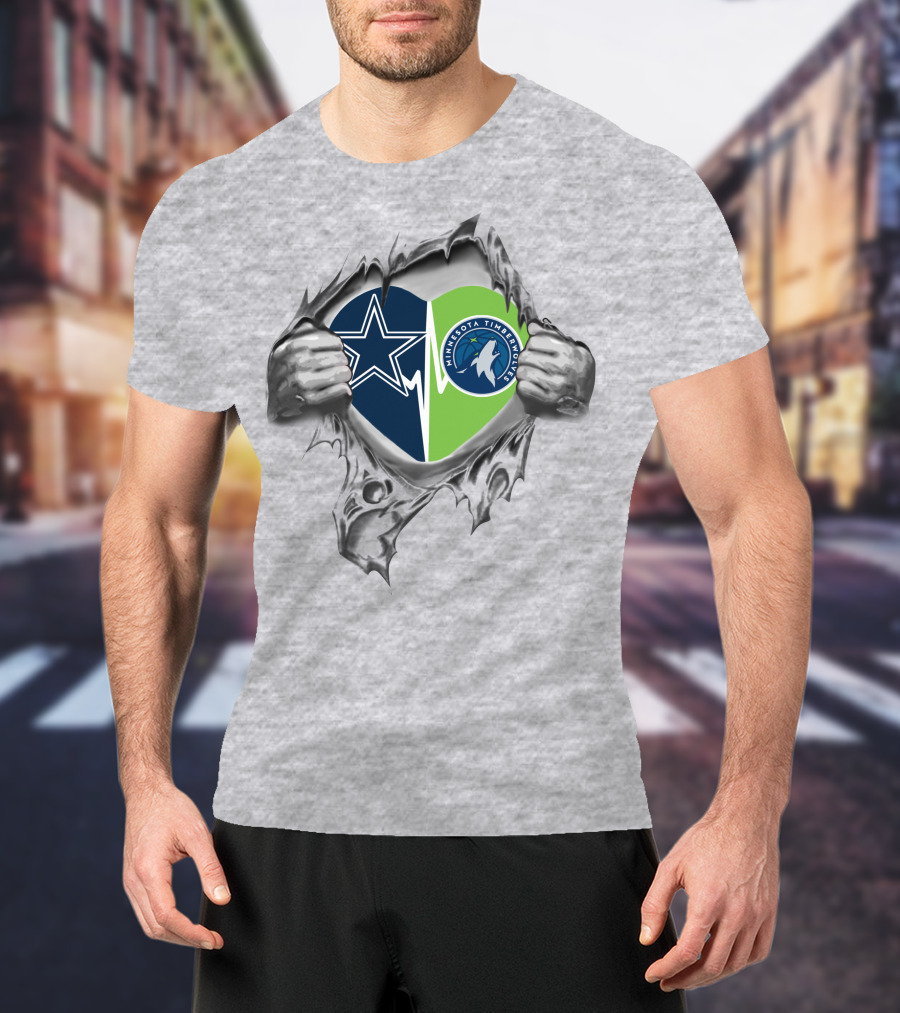 Cowboys Minnesota Timberwolves Heart Logo Tear T-Shirt