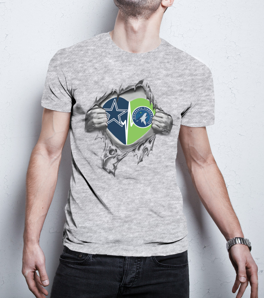 Cowboys Minnesota Timberwolves Heart Logo Tear T-Shirt
