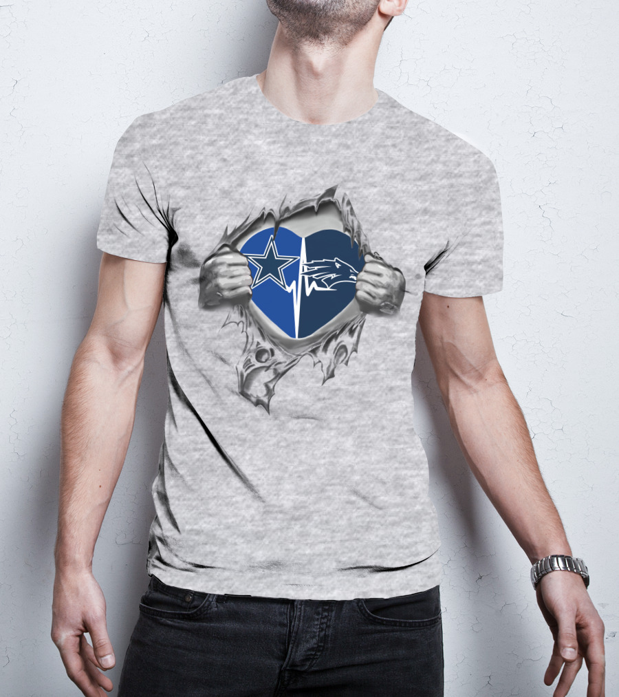 Cowboys Nevada Wolf Pack Heart Logo Fusion Football Pride T-Shirt