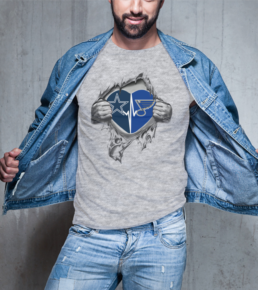 Cowboys St Louis Blues Heartbeat T-Shirt