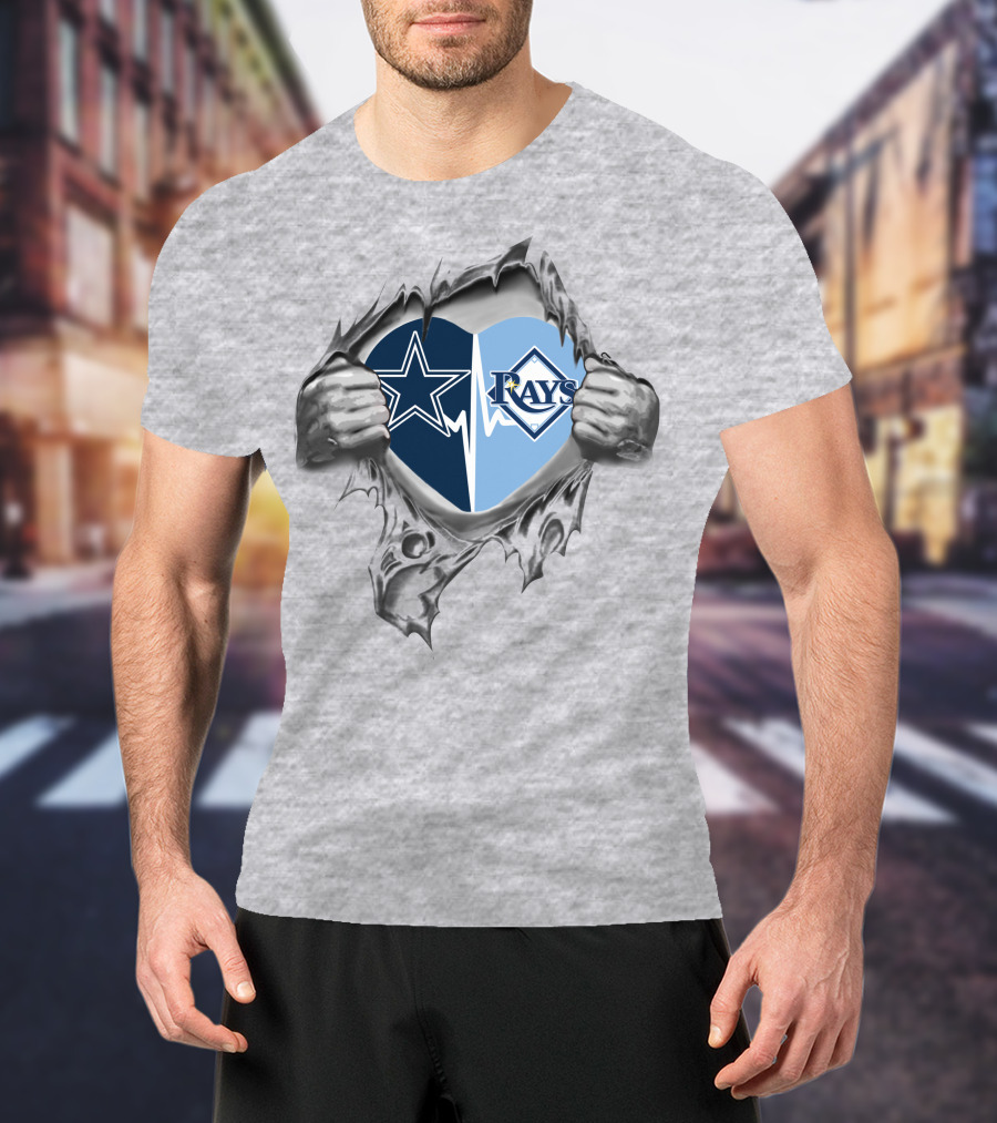Cowboys Tampa Bay Rays Star Logo Heart T-Shirt