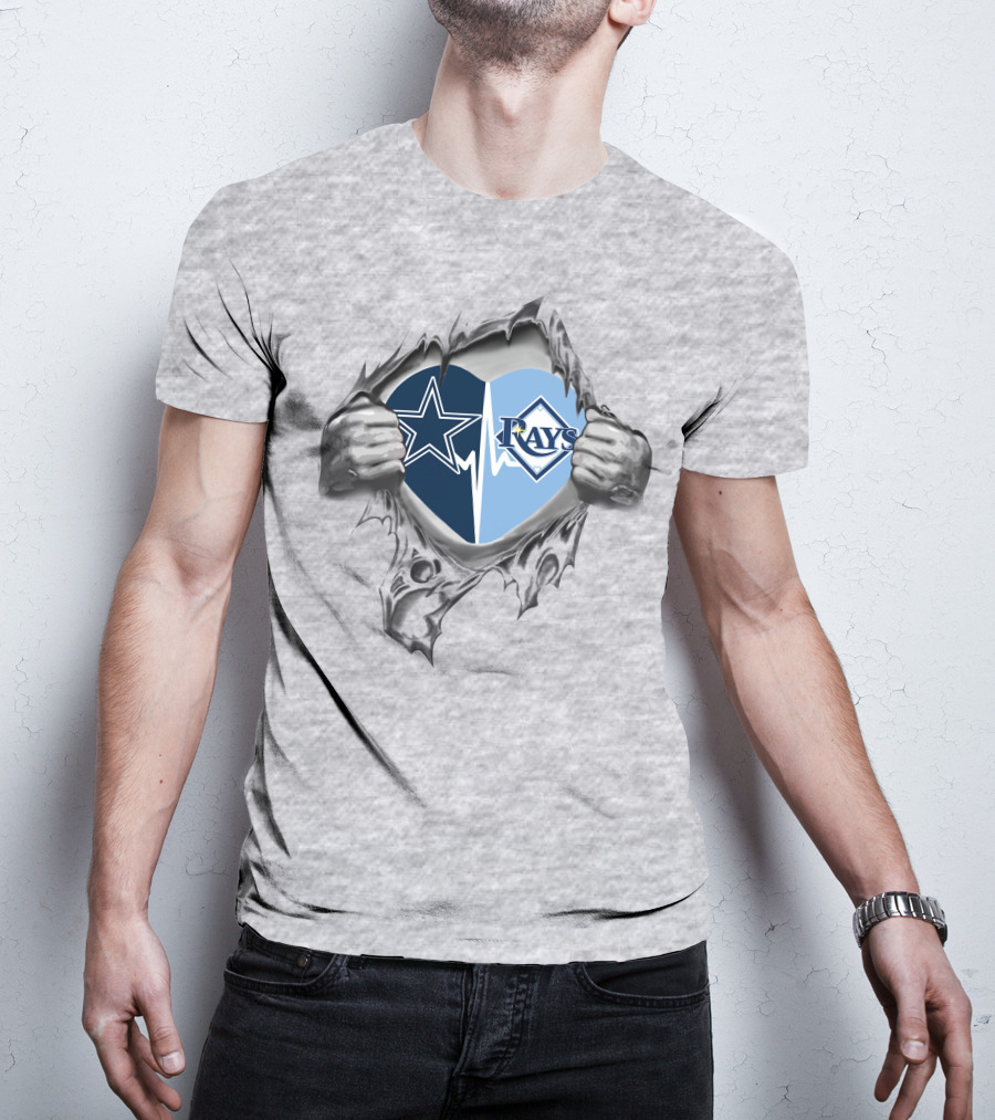 Cowboys Tampa Bay Rays Star Logo Heart T-Shirt