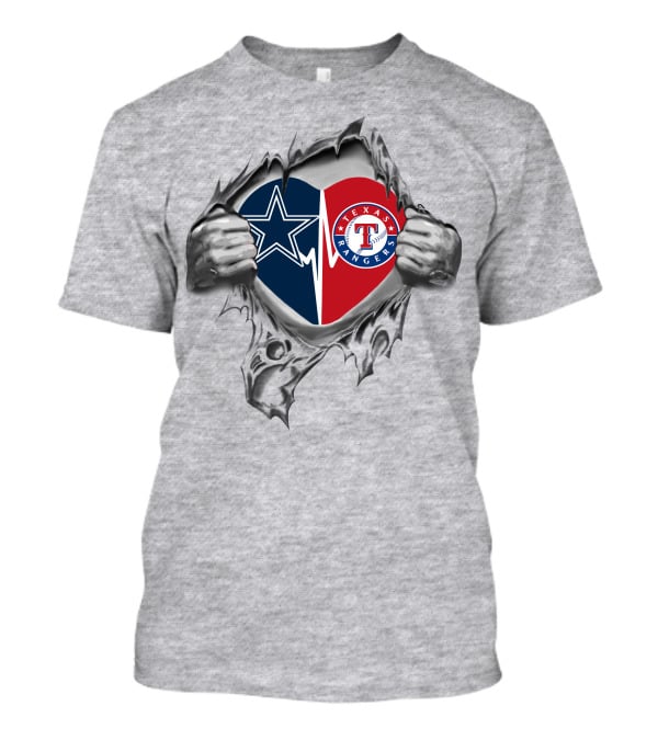 Cowboys Star And Texas Rangers Heart Unveiled T-Shirt