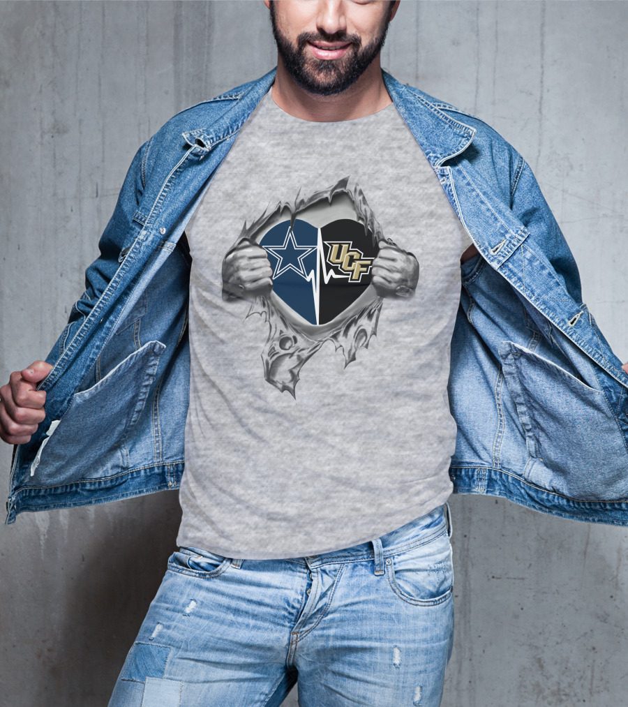 Cowboys Ucf Knights Heartbeat Logo Blend T-Shirt