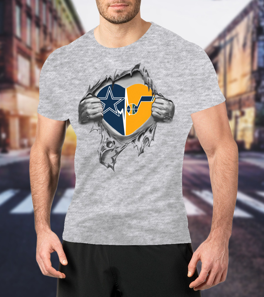 Cowboys Utah Jazz Heart Icon Artwork T-Shirt