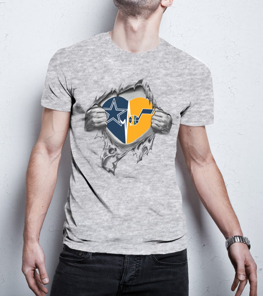 Cowboys Utah Jazz Heart Icon Artwork T-Shirt