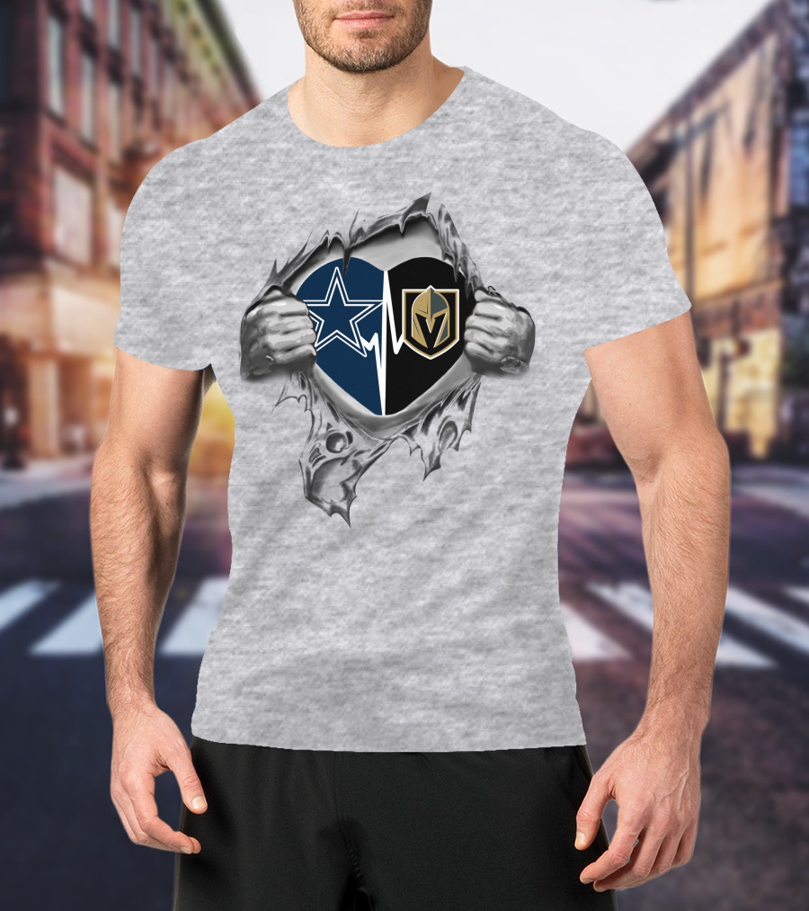 Cowboys Vegas Golden Knights Heartbeat Fusion T-Shirt