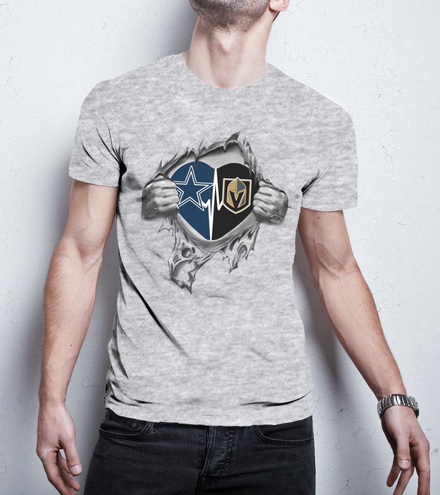 Cowboys Vegas Golden Knights Heartbeat Fusion T-Shirt