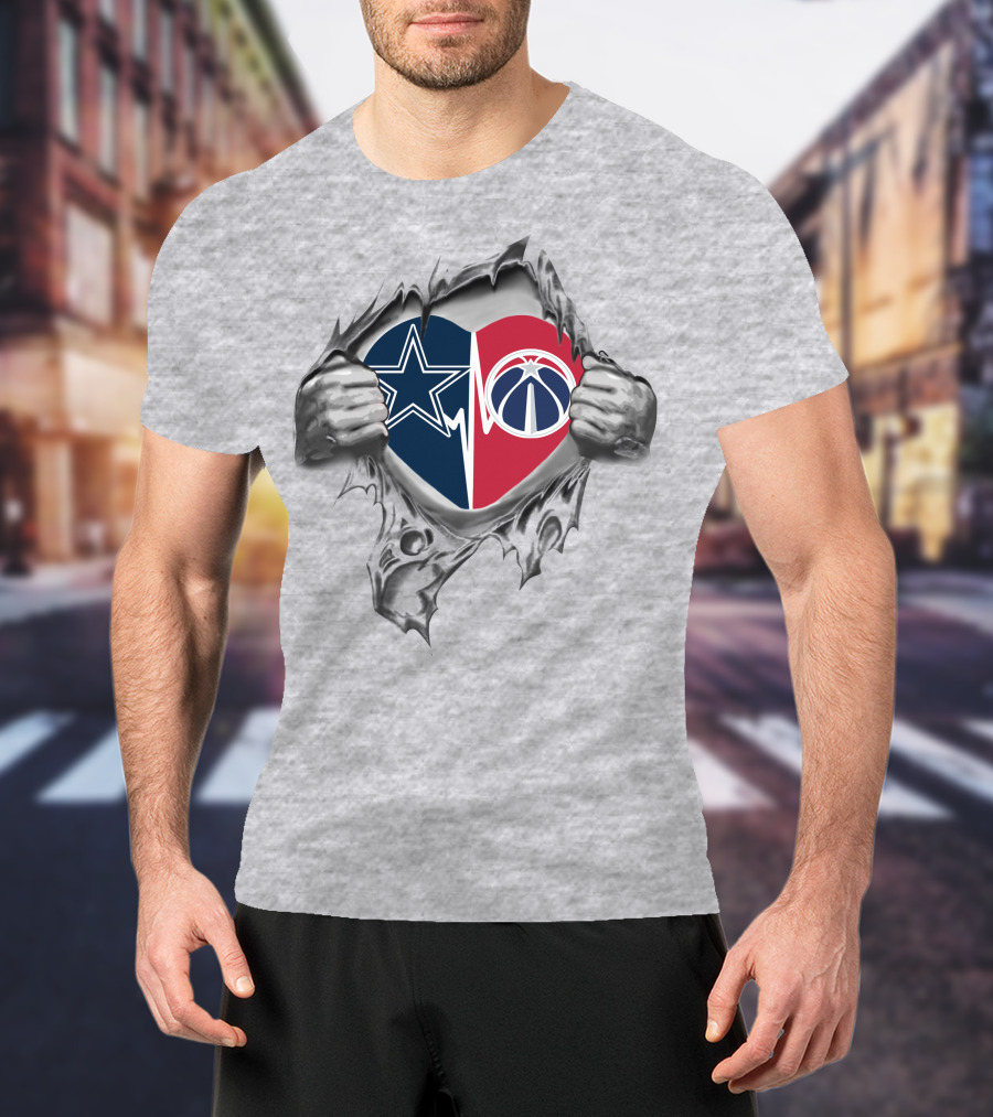 Cowboys Washington Wizards Heart Torn Reveal T-Shirt