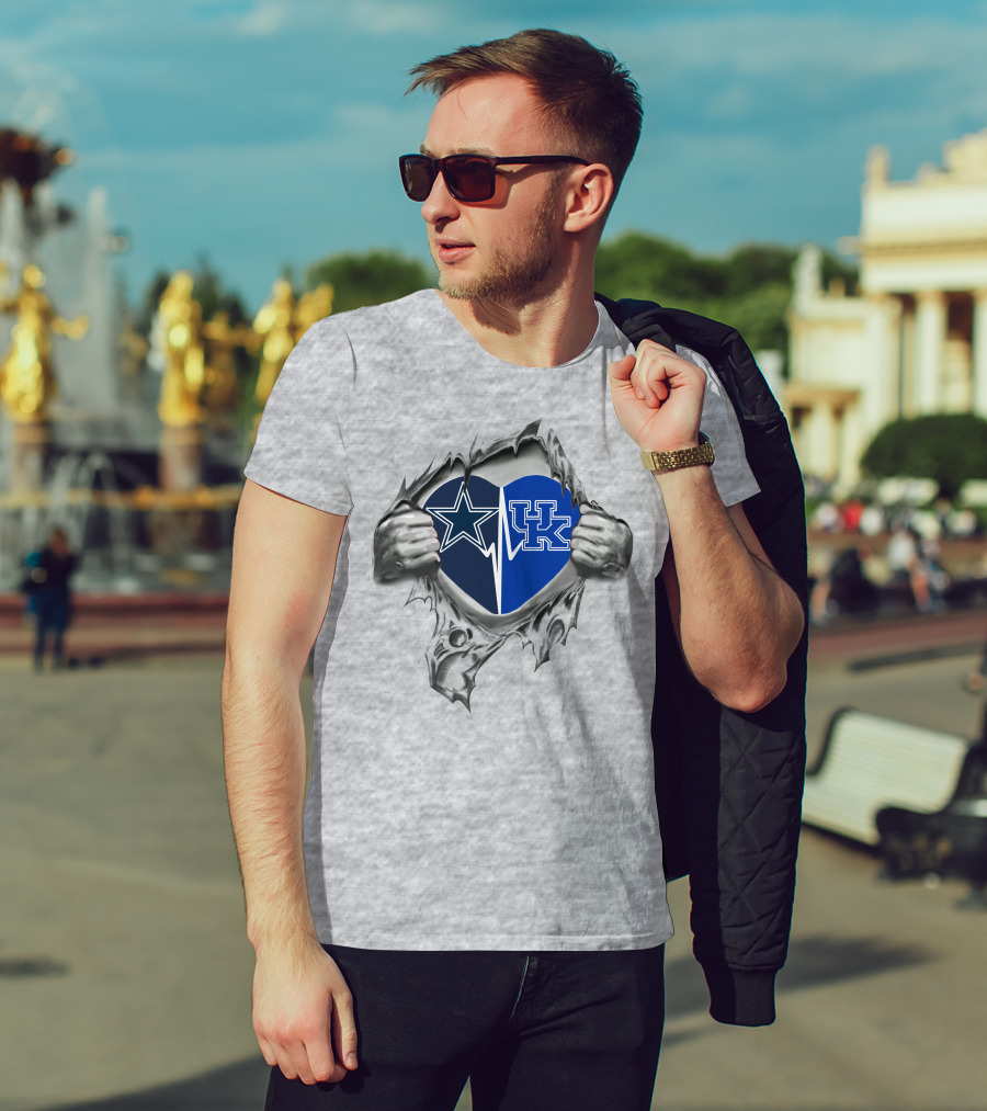 Cowboys Star And Kentucky Wildcats Uk Heartbeat In My Heart T-Shirt
