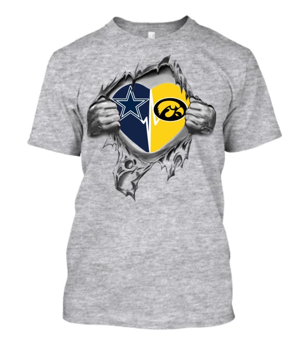 Cowboys Iowa Hawkeyes Heart Dallas Iowa Football Fans T-Shirt