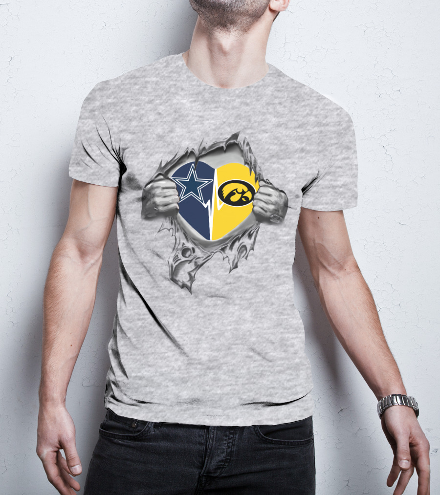 Cowboys Iowa Hawkeyes Heart Dallas Iowa Football Fans T-Shirt