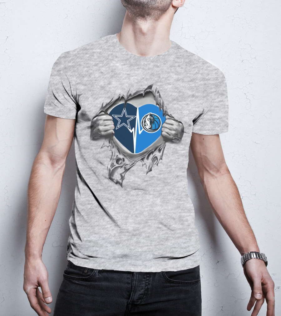 Cowboys Dallas Mavericks Heartbeat Fan Pride T-Shirt