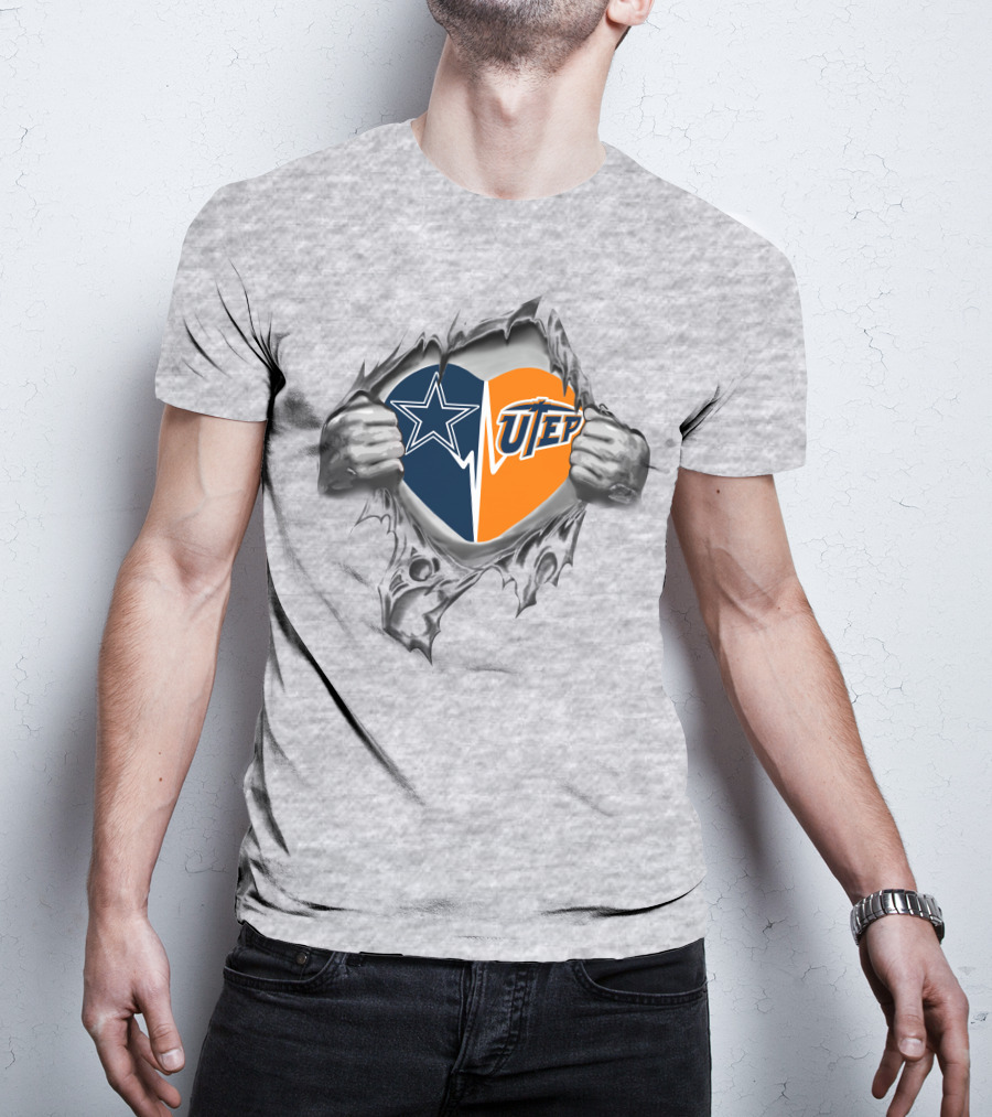 Cowboys Utep Heart Torn Graphic Image El Paso Miners T-Shirt