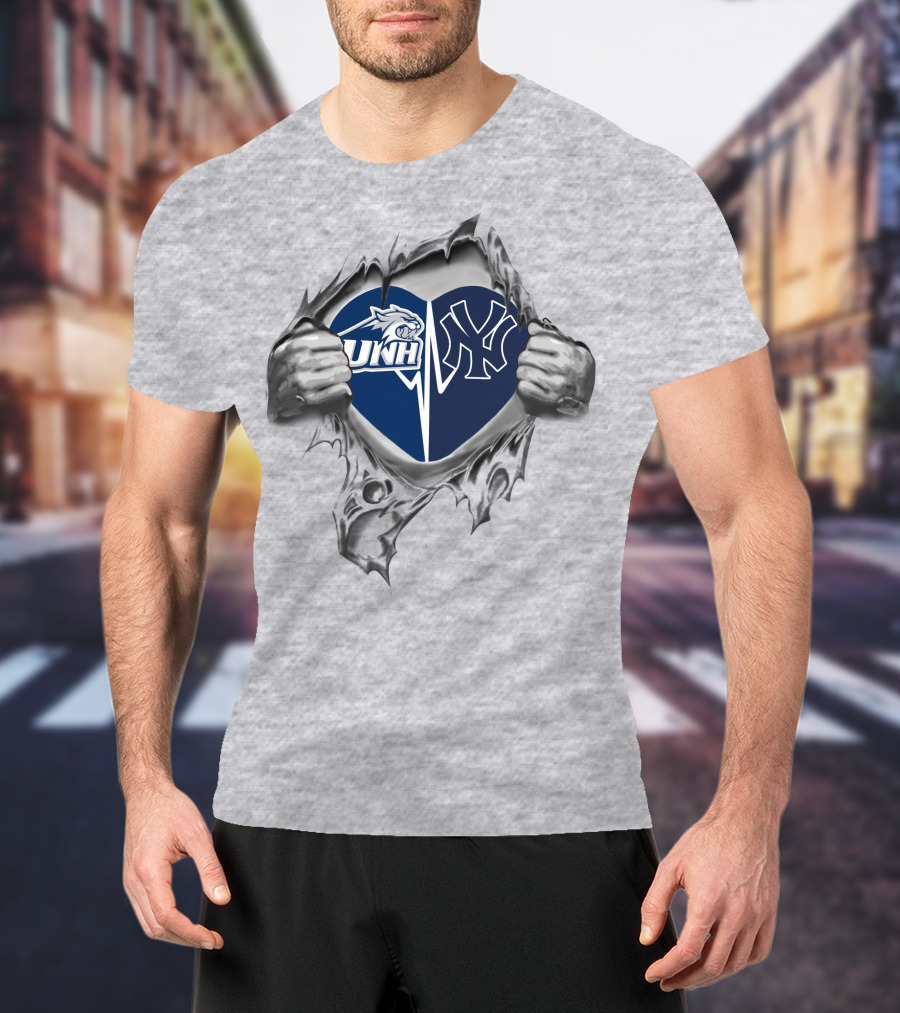 Unh Wildcats Yankees Heart Inside Passion T-Shirt