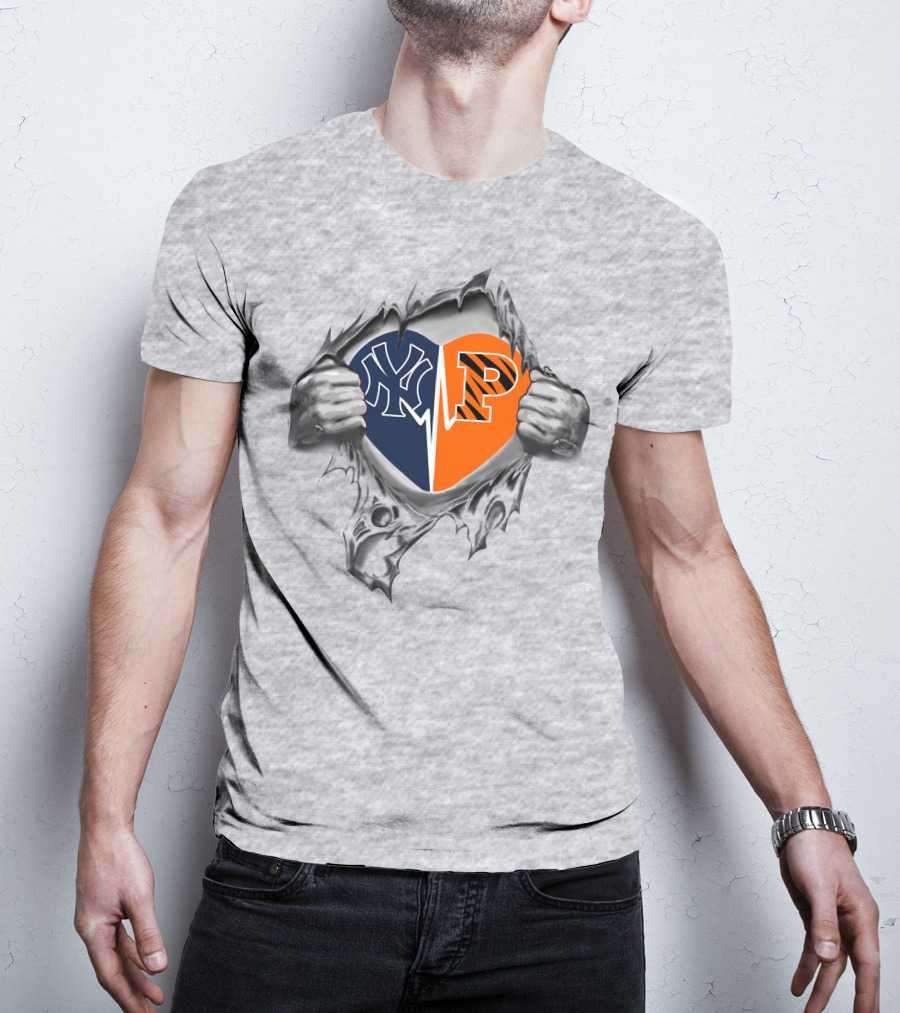 Yankees Princeton Tigers Heart Logo Split T-Shirt