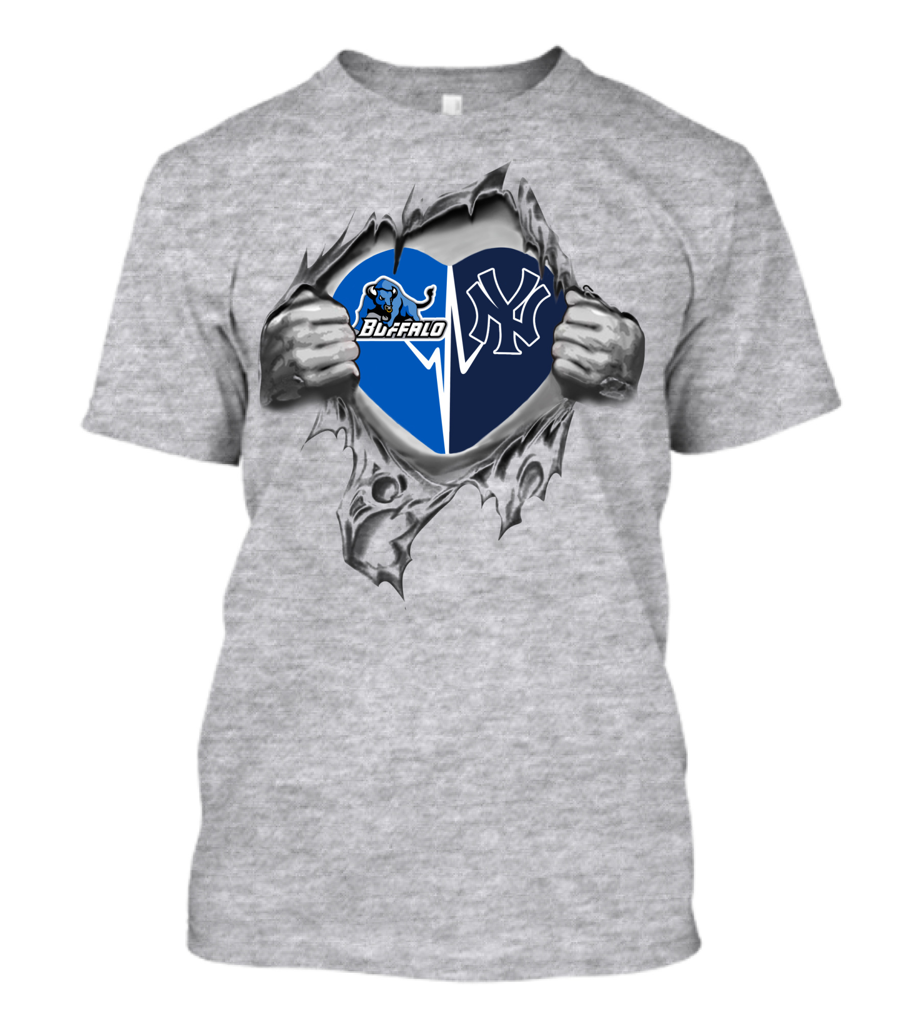 Buffalo Bulls New York Yankees Heart Logo Split Torn T-Shirt