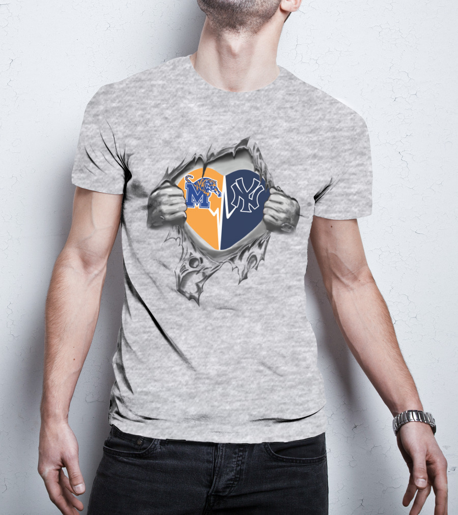 Yankees Memphis Tigers Heart In Torn T-Shirt