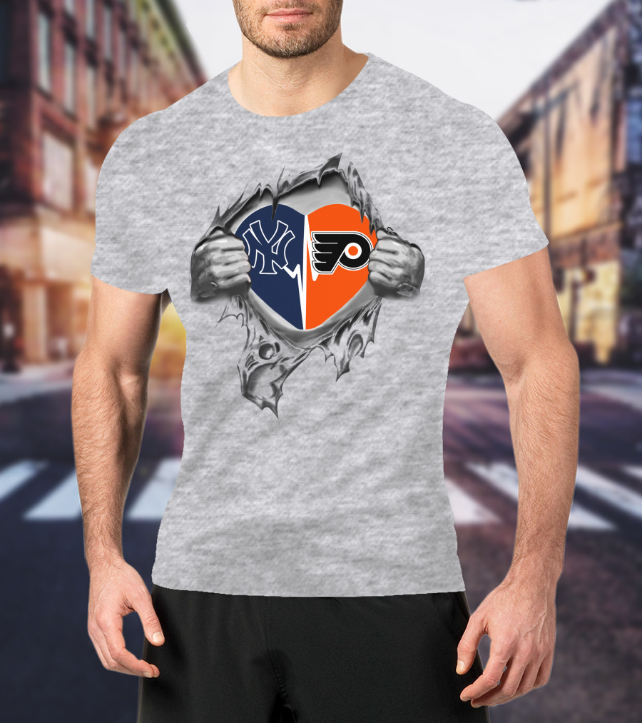 Yankees Flyers Heart Logo Fusion T-Shirt