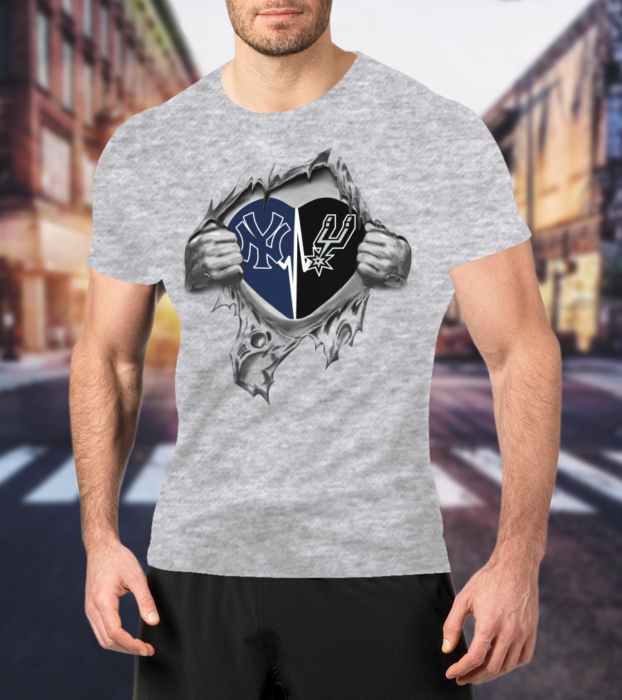 Yankees San Antonio Spurs Heart Connection T-Shirt