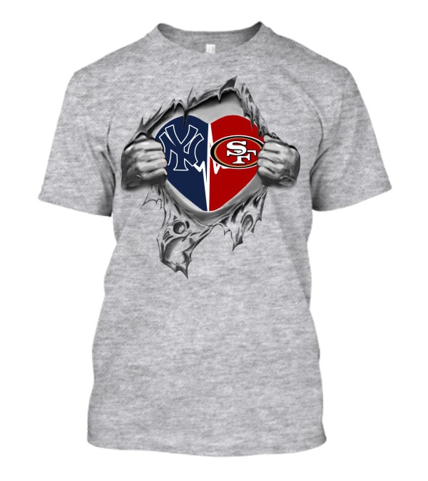 Yankees San Francisco 49ers Heart Logo Combination T-Shirt
