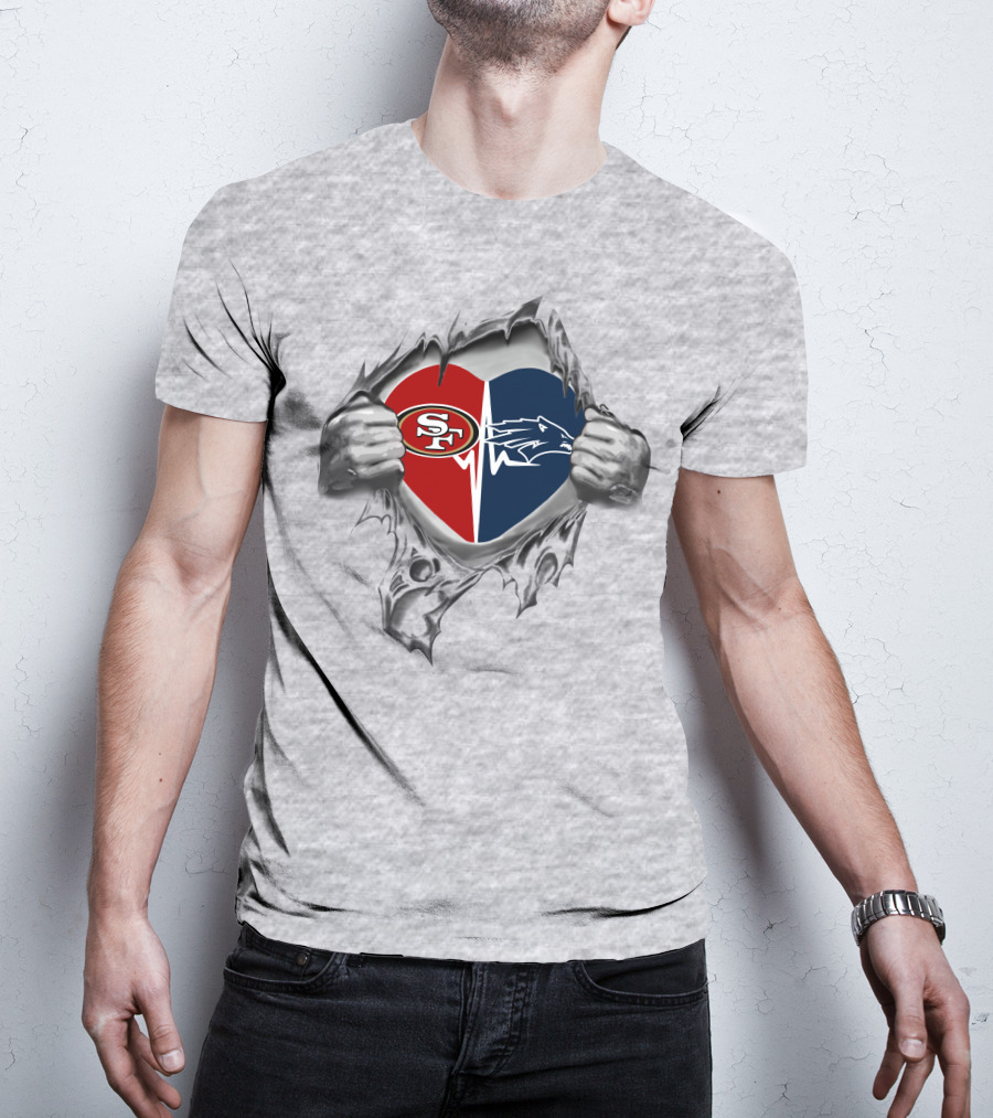 49ers Nevada Wolf Pack Heart Dual Loyalty T-Shirt