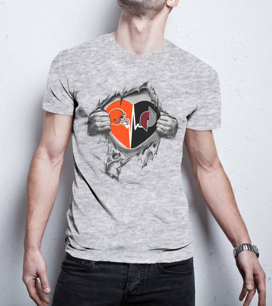 Cleveland Browns Portland Trail Blazers Heart T-Shirt