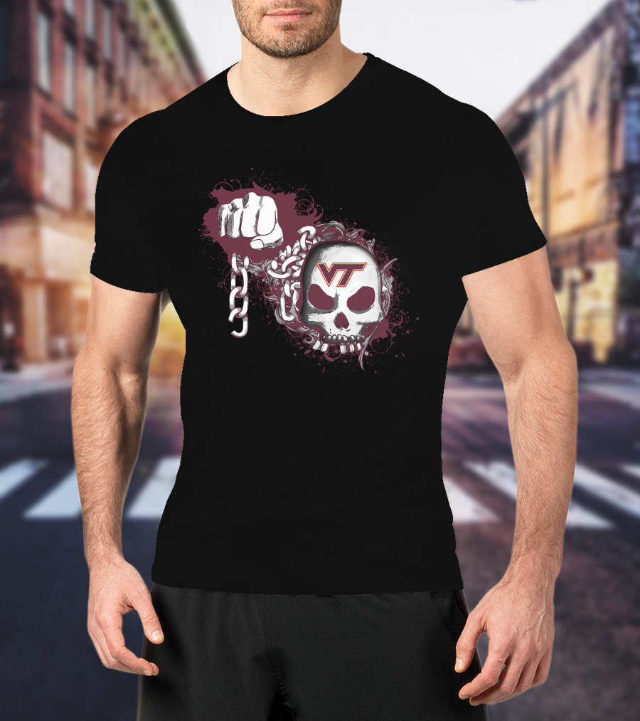 Virginia Tech Hokies Vt Skull And Chain T-Shirt
