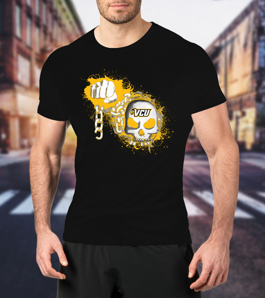 Vcu Rams Skull And Chains Fist T-Shirt