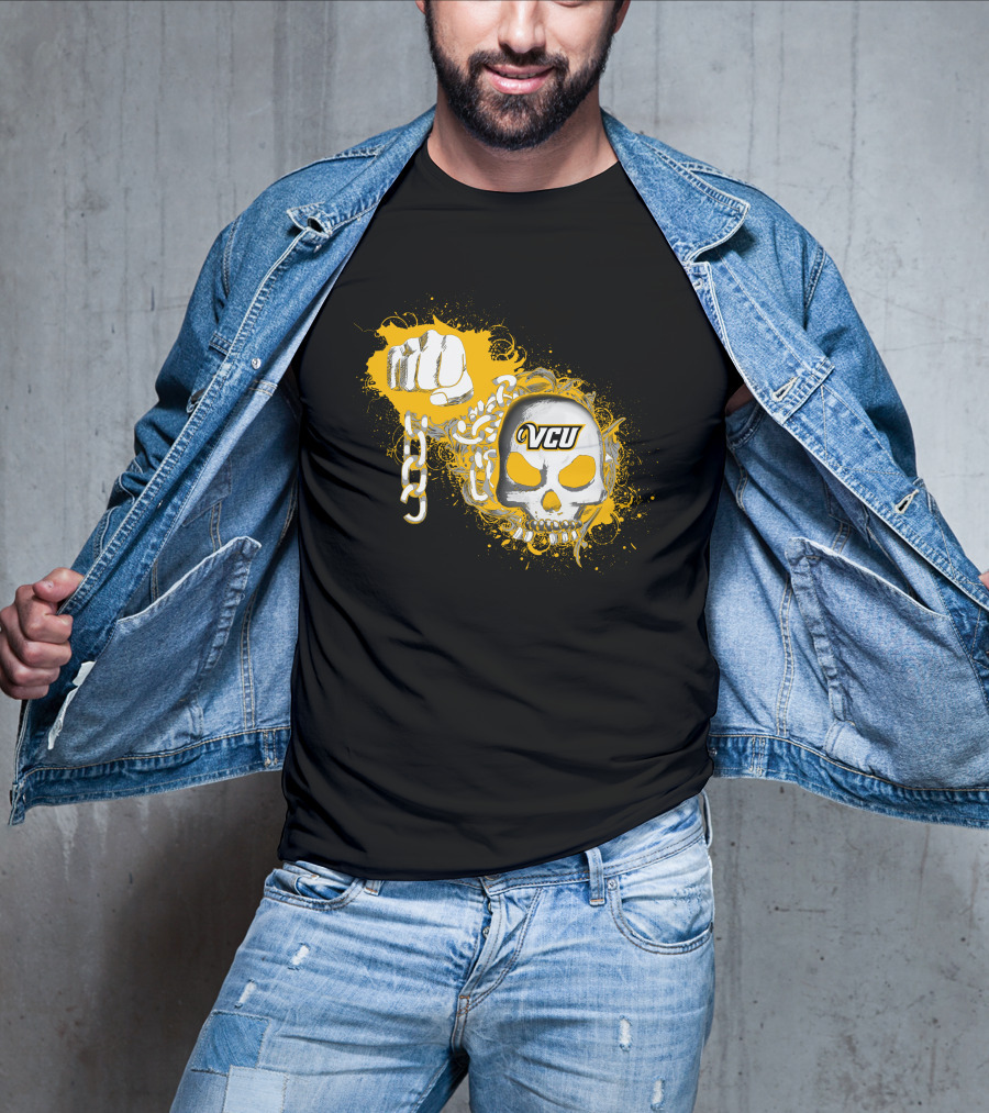 Vcu Rams Skull And Chains Fist T-Shirt