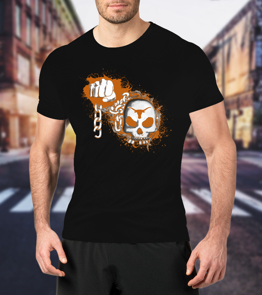 Texas Longhorns Skull And Chains Artwork T-Shirt