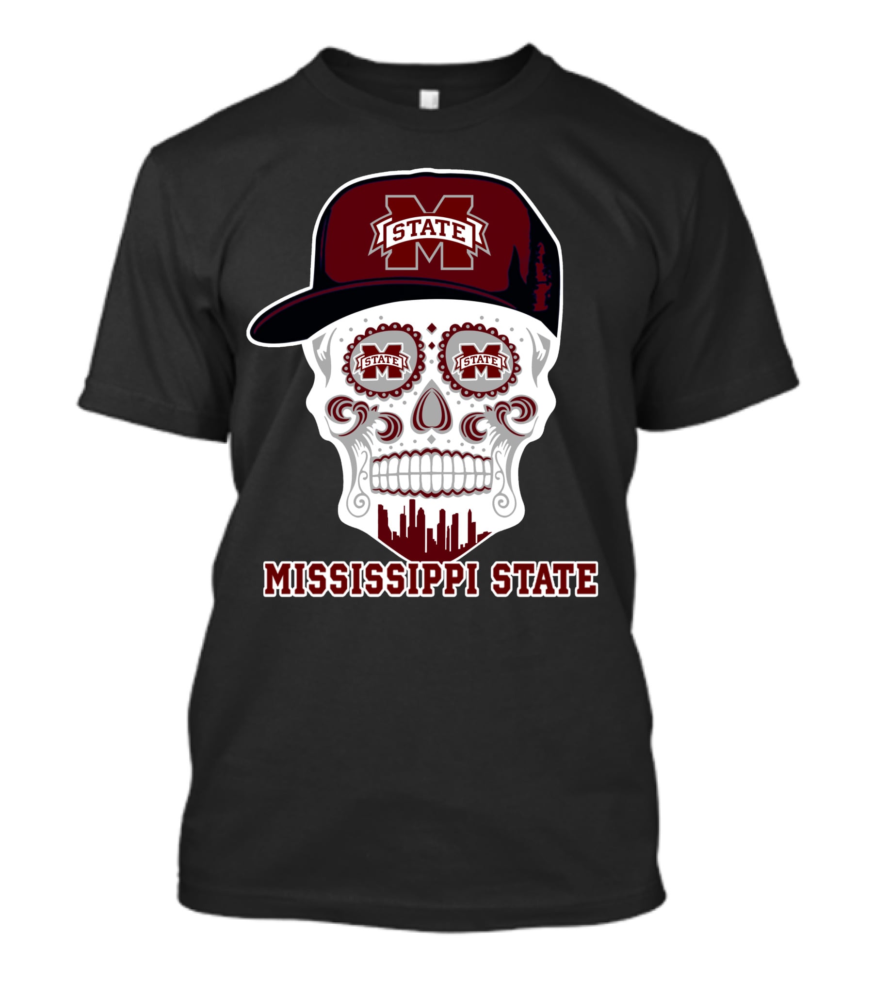 Mississippi State Bulldogs Skull With Hat 93 T-Shirt