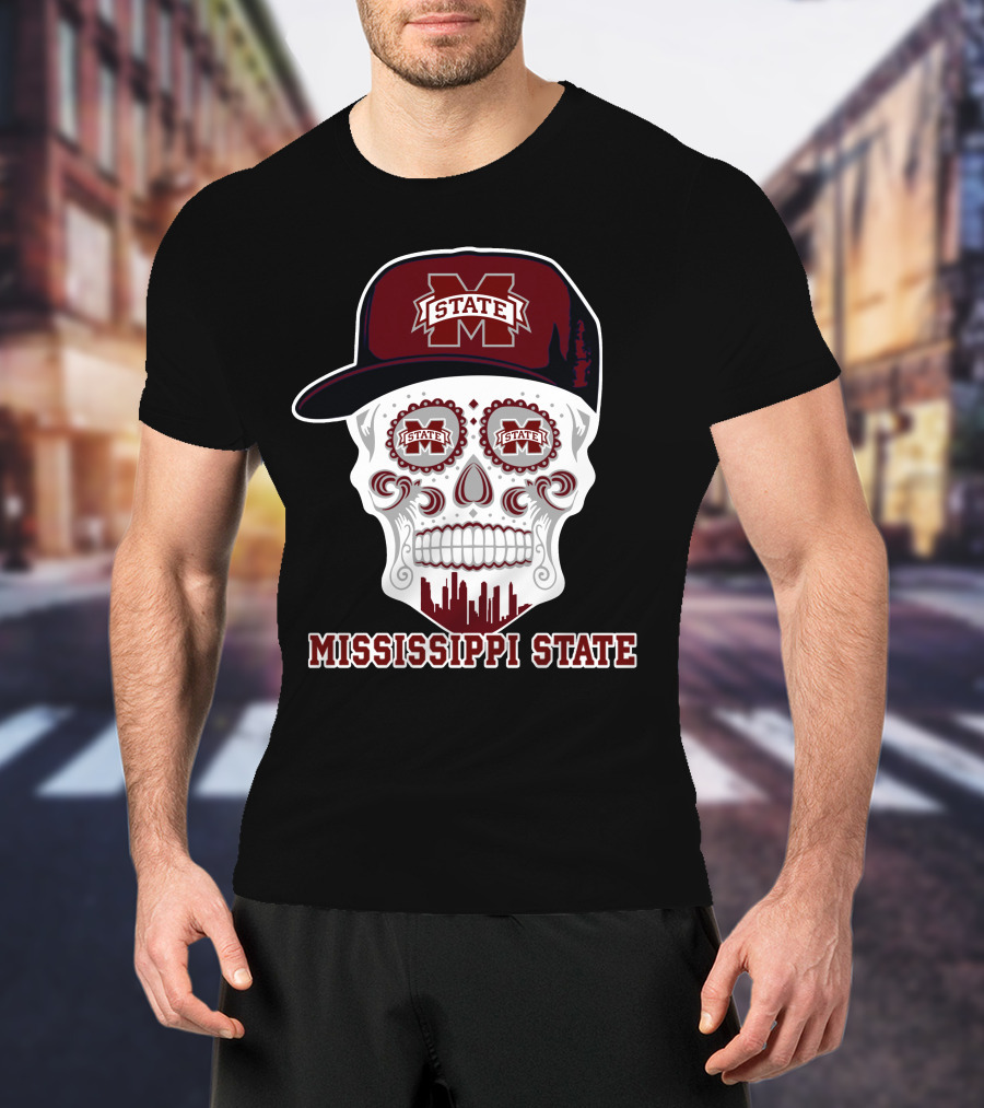 Mississippi State Bulldogs Skull With Hat 93 T-Shirt